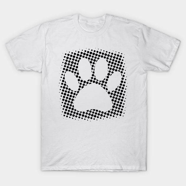 Dog Paw Print With Halftone Background T-Shirt by Braznyc